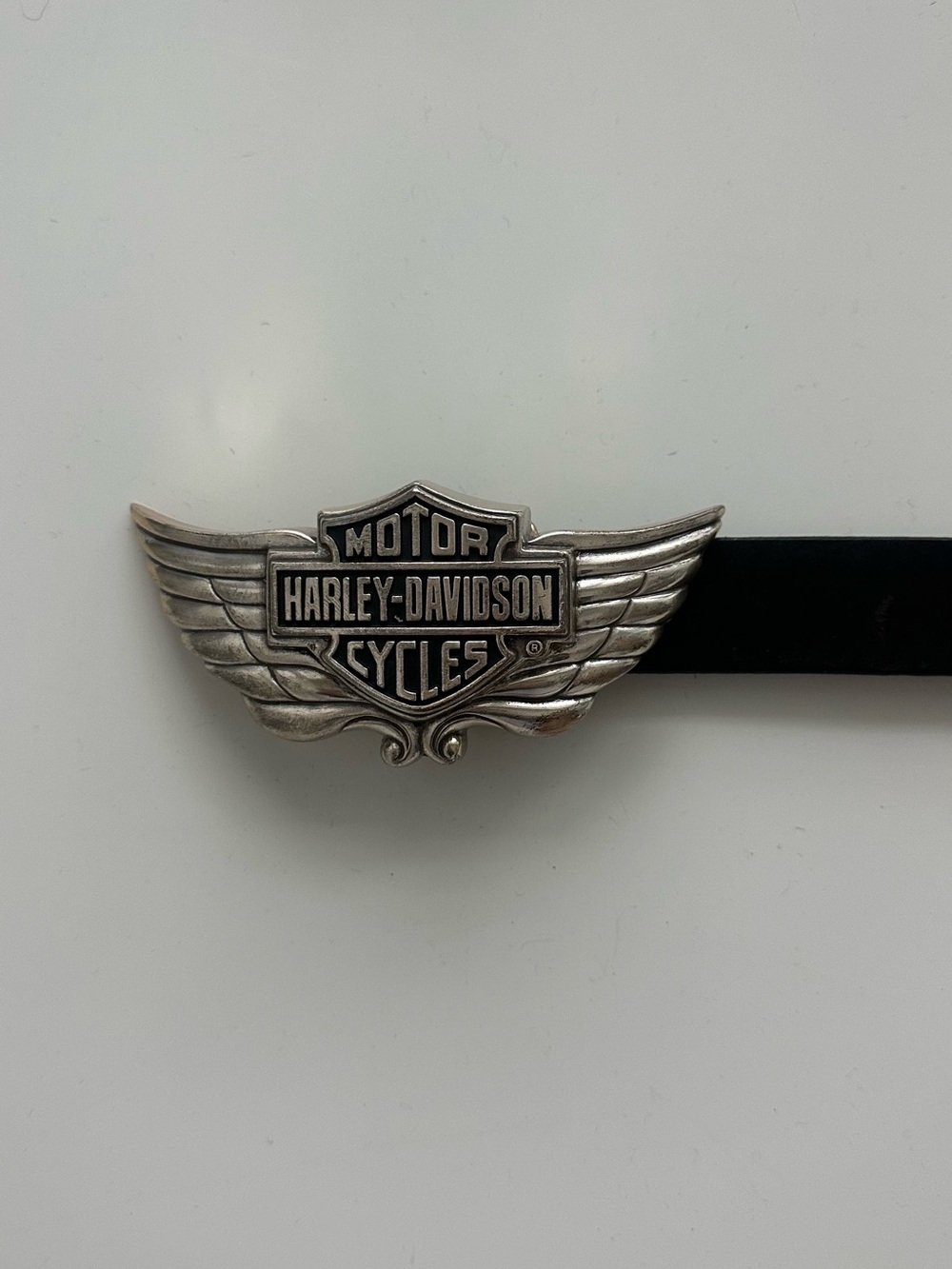 Harley-Davidson Silver & Black Winged Shield Belt Buckle